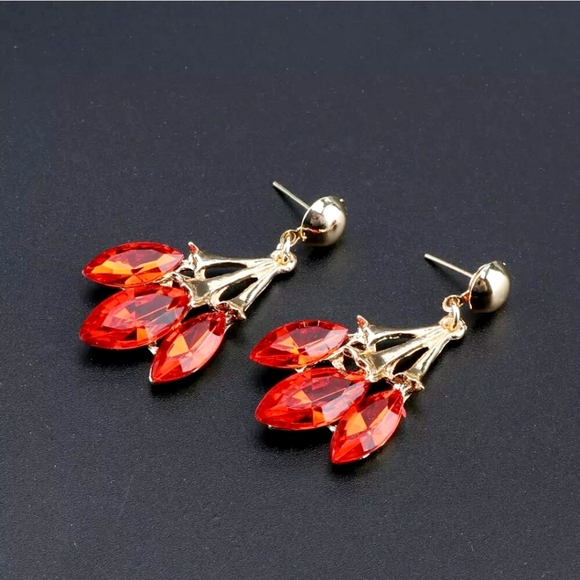 18K gold plated multi color rainbow crystal Necklace earrings set - Picture 11 of 16